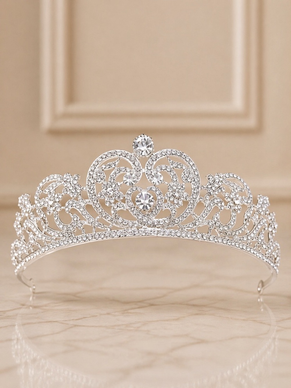 Crystal Bridal Tiara Crown in Silver